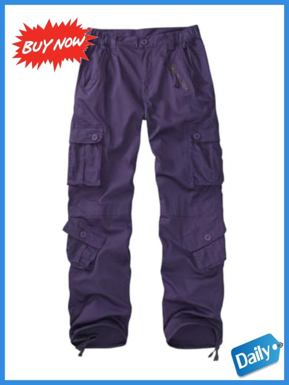 Cotton Blend Cargo Combat Work Pants Straight Leg 8 Pocket Hiking